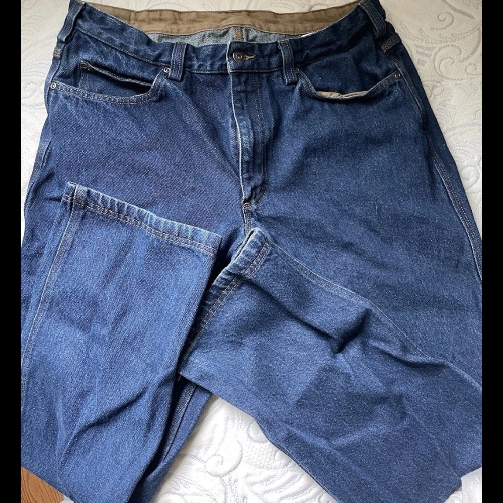 Duluth Trading men’s dark indigo denim jeans 36x32